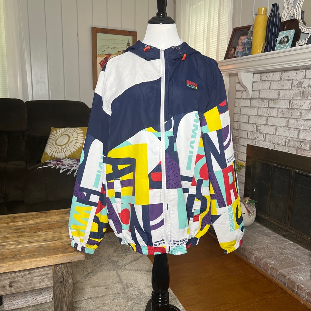 Colorful Graphic Windbreaker Jacket